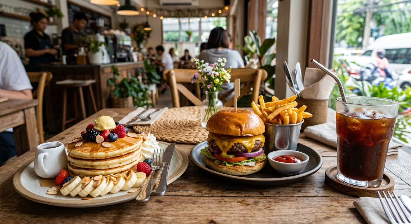 Pancake cafe — Craving Stacks & Brews? Welcome to Pancake Palace, Silom's Favorite Pancake Cafe!